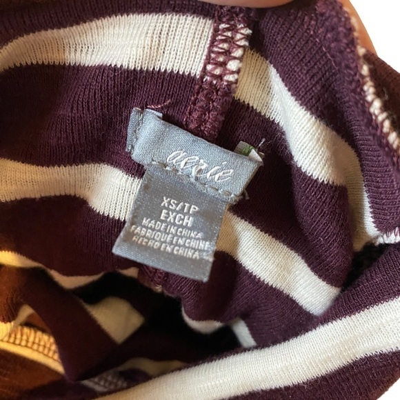 Aerie Long Sleeve Striped Turtleneck Shirt Top maroon womens xs - Picture 7 of 7
